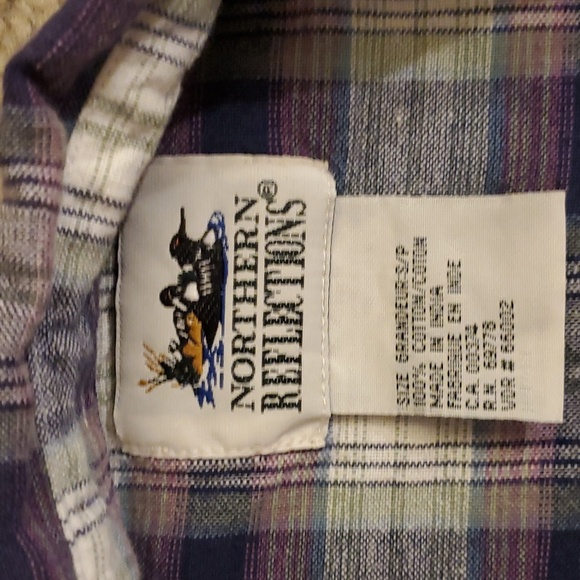 Northern Reflections 100% cotton purple plaid button down - Picture 4 of 4